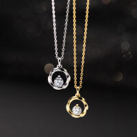 wholesale 999 Silver Dainty and Sweet Möbius Diamond-Inlaid Necklace, Minimalist Geometric Circle Pendant Collarbone Chain Y02081-Pure Silver 999 Necklace Gold Pure Silver