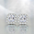 wholesale 925 Silver New 2ct Square High-Carbon Diamond Stud Earrings 7*7, Retro and Versatile Elegant Earrings for Women-0-1