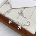 wholesale S925 Sterling Silver Diamond-Inlaid Double Cross Bracelet Fashionable Light Luxury Minimalist Ins Style Design Sense Jewelry Gift for Best Friend-0-5