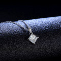 S925 Silver Pendant Moissanite Necklace for Women, Square-Cut, Live Stream Source-0-0