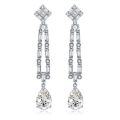 wholesale Metal Material First: Zhufan Jewelry Cross-Border New European and American Padparadscha 5-Carat High-Carbon Diamond Teardrop 10*14 Long Tassel Earrings-0-4