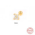 wholesale S925 Sterling Silver Single Mini Petal Diamond-Studded Threaded Ear Piercing Earring, Popular in Europe and America, Simple and Versatile-0-4