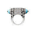 wholesale 925 Silver Gold-Plated Ring with High-Carbon Diamond, Turquoise Decoration, High-End Jewelry, Versatile Accessory, Exquisite Women's Ring-0-4