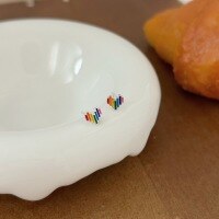 wholesale S925 Sterling Silver Rainbow Heart Stud Earrings for Women, Sleep-Friendly, Hypoallergenic, Minimalist and Dainty Earrings-Sterling silver