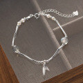 wholesale S925 Sterling Silver Textured Mermaid Moonstone Pearl Wave Bracelet for Women, Small Batch Design S6418-0-1