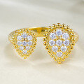 wholesale Metal material, Bohemian-style simulated diamond teardrop ring for women, wedding ring, cross-border trendy Ins design-0-0