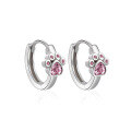 wholesale S925 Sterling Silver Cute and Adorable Pink Diamond Cat Paw Earrings with Cartoon Cat Footprint Zirconia Studs, Fresh and Delicate-0-4