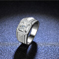 Platinum-Plated 925 Sterling Silver Full Moissanite Men's Ring, Minimalist and Dignified, for E-commerce Live Streaming-0-3