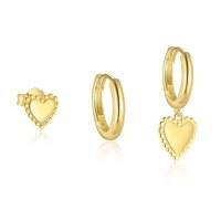 wholesale S925 Sterling Silver French Minimalist Heart Stud Earrings For Women, Sweet And Chic-Single three-piece combination_E5099+CE150+E5098 925 silver