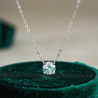925 Silver 1ct Four-Prong Booger Pendant Necklace with Moissanite-1 carat (high carbon diamond)  925 silver