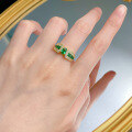 wholesale S925 gold-plated simulated emerald 4*6 oval nano green ring for women, new live streaming style by Mujing Jewelry Cross-border-0-3