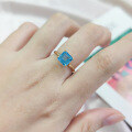 wholesale S925 Sterling Silver Minimalist 2/4/55 Carat Ring Square Set with Natural Topaz Large Main Stone Small Fresh Ring-0-1
