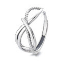 wholesale S925 silver retro vintage geometric twist line creative niche design open ring-0-4