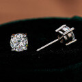 S925 Silver Four-Prong Earrings, Simple Moissanite Stud Earrings for Women-0-0