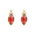 wholesale S925 Silver Plated 14K Gold Japanese Retro Light Luxury Garnet Stud Earrings/Ring Set Versatile Style-0-1