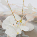 wholesale 9K gold Japanese minimalist niche gentle style moon encircling design white topaz necklace-0-1