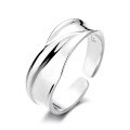 wholesale S925 Sterling Silver Simple French Style Irregular Shaped Open Ring Versatile Fashion Luxury Wind Ring-0-4