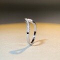 wholesale S925 Sterling Silver Women's White Gold V-Shaped Stackable Ring Cross-border Ins Wholesale Ring Non-fading-0-2