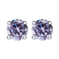 wholesale 925 Sterling Silver 7mm Zircon Earrings Round Wholesale High-Quality Women's Four-Prong 1 Carat Stud Earrings-0-10