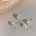 wholesale S925 silver mermaid princess synthetic pearl earrings iridescent trendy ear accessories M02050-0-0