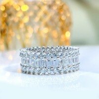 wholesale S925 sterling silver full-body French-style luxury diamond women's niche fashion cross-border dropshipping ring jewelry-BZ0260-White Gold>US Size 9