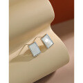 wholesale S925 Sterling Silver HED1110 Korean-style Versatile Silver Earring Ins Retro Geometric Square Shell Ear Studs for Women-0-1