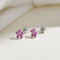 wholesale S925 Silver Korean Japanese Ins Style Flower Colored Zirconium Screw Ear Cartilage Studs Wholesale-0-12