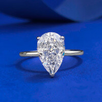 wholesale S925 Silver Waterdrop Ring, Mu Jing Jewelry Wish Cross-Border New Style European and American Accessories 7*11 White Pear-Shaped Ring-R1120 White Diamond No. 9