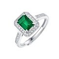wholesale 925 Silver Creative Luxury Lab-Grown Emerald Ring, European and American Popular Open Adjustable Women's Ring-0-4