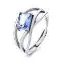 wholesale S925 Sterling Silver Multi-Layer Cross Inlaid Blue Zircon Ring Fashion Commuting Light Luxury Design Index Finger Ring-0-4