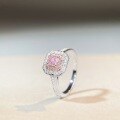 wholesale S925 Sterling Silver Square Baguette Diamond Ring Light Luxury Fashion High-End Pink Diamond Ring for Women Wholesale Minimalist Style Fresh and Popular Design-0-2