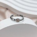 wholesale S925 Silver Japanese Korean Smiley Decor Index Finger Adjustable Ring Women Ins Trend Minimalist Fashion Retro Personality Minimalist Style-0-0