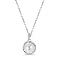 Sterling Silver Moissanite Pendant Necklace with Pearl, Cross-Border Supply-(Set with moissanite)  925 silver