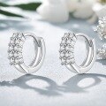 wholesale S925 Sterling Silver Geometric Row Zircon Ear Hoop with Circular Ear Clasp, Fashionable and Luxurious High-End Design Earrings-0-2