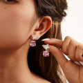 wholesale S925 Sterling Silver Cloud Pull New Collection Jewelry, Light Luxury 5A Ice-Cut Pink Zircon Earrings for Women-0-2