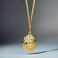 wholesale Gold-plated ancient method sand gold lotus necklace for women, auspicious lotus platform, same as old gold shop pendant, direct from manufacturer wholesale-0-2