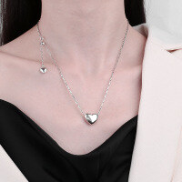 wholesale 925 Sterling Silver 3D Heart Tassel Necklace, Fresh and Sweet, Elegant and Gentle, Stylish and Versatile Collarbone Chain-415L/approximately 6.9g>925 silver