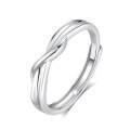 wholesale S925 Sterling Silver Original Design High-end Couple Rings Adjustable Plain Band Rings Valentine's Day Gift-0-39