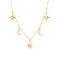 wholesale 925 Sterling Silver Gold-Toned Star and Moon Necklace, Light Luxury Ins Style, Niche Fashion, Cross-Chain Layering, Cross-Border Stock-0-4