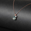 wholesale 925 Sterling Silver Dainty and Elegant Collarbone Necklace with Natural Moss Agate Pendant, TikTok Cross-Border Hit-0-4