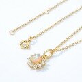 wholesale S925 Silver Japanese and Korean Light Luxury Style Sun Necklace for Women, Inlaid with Opal, Compact and Design-Focused Pendant, Customized by Source Manufacturer-0-3