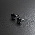 wholesale S925 silver black agate round stud earrings for men and women, minimalist and compact geometric ear accessories M00194-0-0