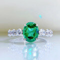 wholesale S925 silver new jewelry simulated Paraiba green 2-carat high-carbon diamond niche design aesthetic-0-1