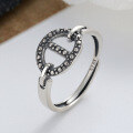 wholesale S925 sterling silver pig nose/individual interlocking circle ring trendy fashionable niche index finger ring-0-2