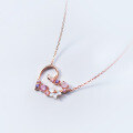 wholesale S925 Silver Flower Necklace Women Korean Style Small Fresh Shell Flower Heart Short Pendant Collarbone Chain D4075-0-0