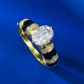 wholesale S925 Silver Plated Gold Women's Ring with 6*8 White High-Carbon Diamond in Oval Shape, Live Streaming Hot Seller-0-1