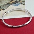 wholesale Matte 9999 Sterling Silver Star Moon Bangle Bracelet, Minimalist Push-Pull Cuff with a Niche Luxury Feel-0-5