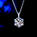 S925 Silver Moissanite Six-Prong Pendant Necklace-0-5
