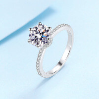 wholesale PT950 Gold Plated 925 Sterling Silver Ring for Women with Moissanite Six-Prong Setting, Factory Wholesale Stock Empty Mountings-8mm zircon>16