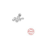 wholesale Sterling Silver S925 Fun Snake Threaded Ear Piercing with Diamonds, Trendy Creative Helix Ear Cuff INS Earrings-0-4